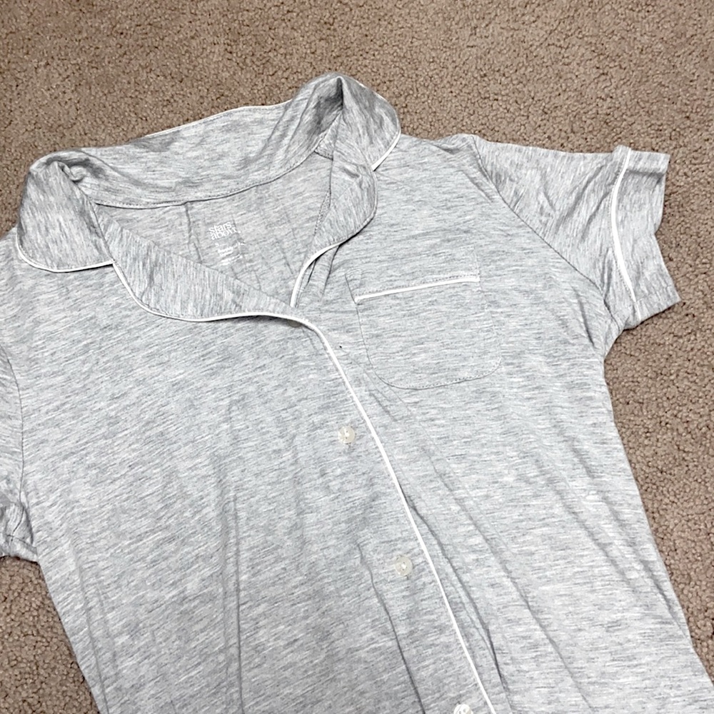 Gray silk pajama top